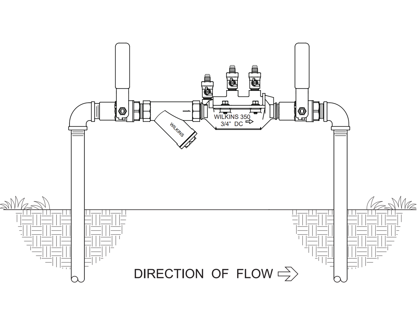 Zurn Wilkins - 350LXL32-50mm - Typical Installation