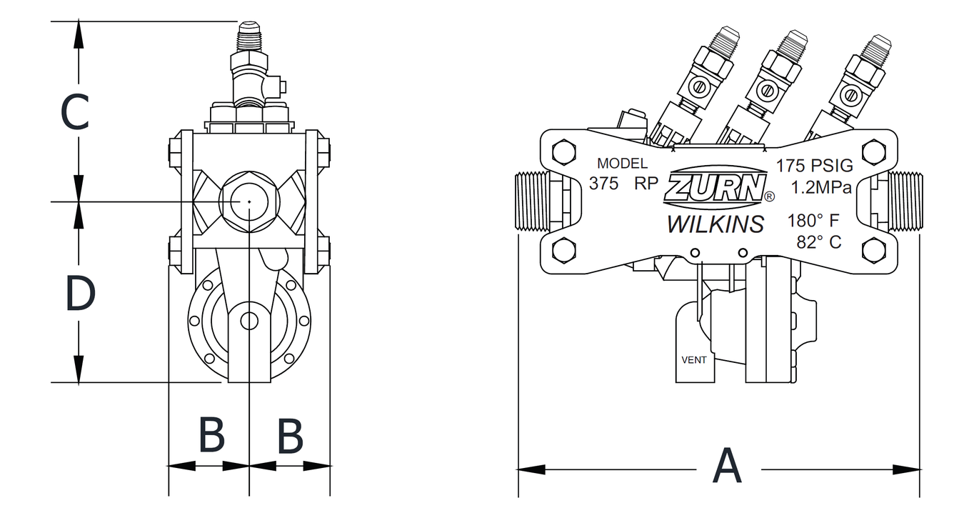 Zurn Wilkins - 375LXL20-25mm - Diagram